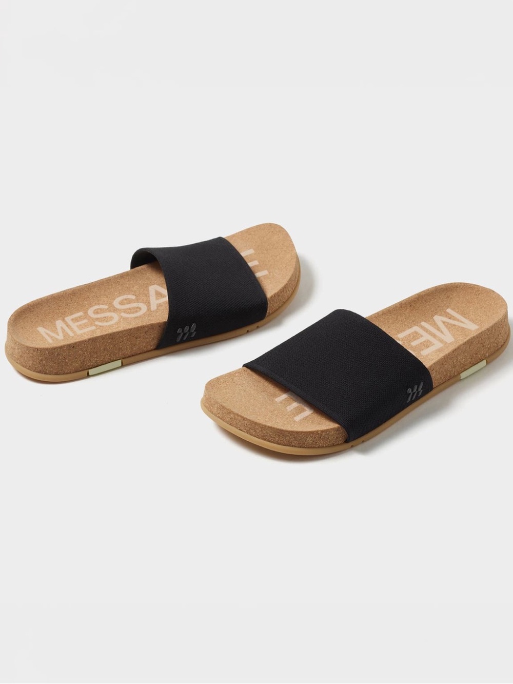 MESSAGE Mullen Slide Sandals Size 37 Black Cork